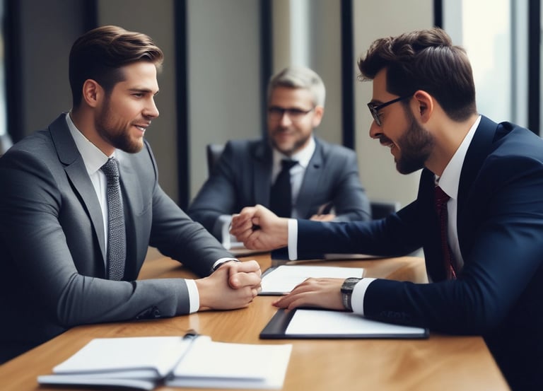 A diverse group engaged in an interactive leadership workshop, smiling and exchanging ideas.