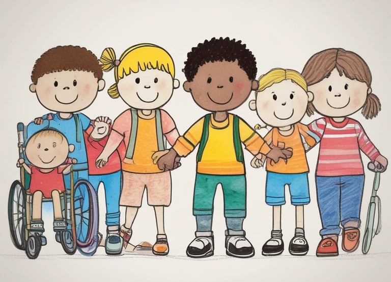A group of people is gathered holding various signs and posters advocating for disability rights and empowerment. The signs carry messages promoting inclusivity, equal opportunities, and changing perceptions about disabilities. The crowd consists of diverse individuals, including children and adults.