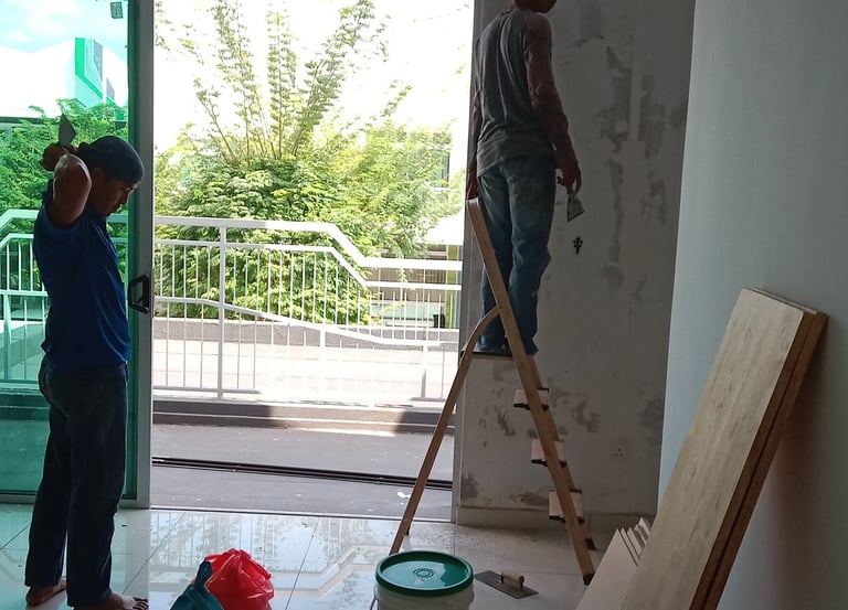 wall surface skimming and curtain rod hook