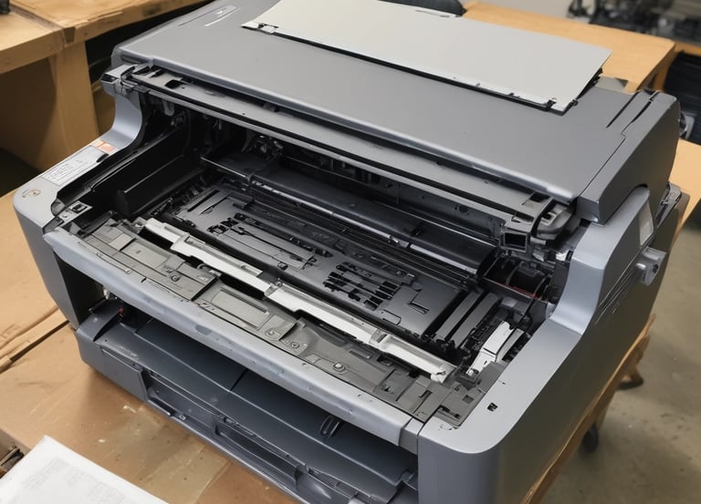 A close-up view of a laptop's internal components being worked on with a screwdriver. The image shows a solid-state drive being secured onto the motherboard. Various components of the laptop, including the cooling fan and connectors, are visible.