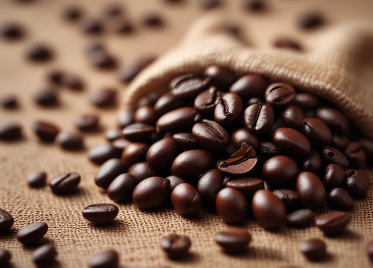 a sackle bag of coffee beans