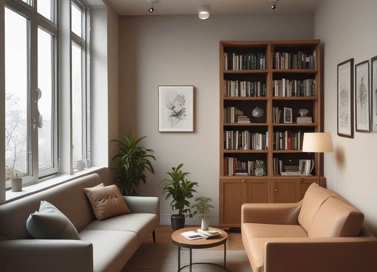 Three pieces of paper arranged vertically feature the words 'dialectical', 'behaviour', and 'therapy'. The background is a plain light gray.