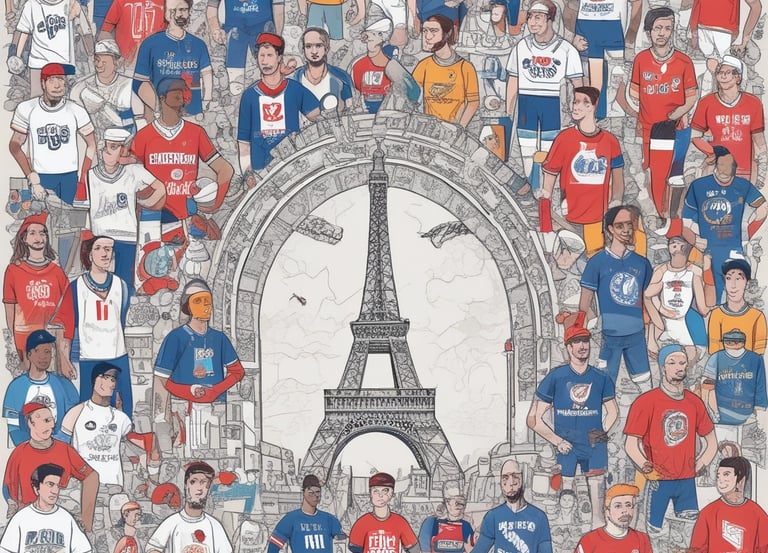 Several athletes in sports attire are on an outdoor sports field, interacting and smiling. One individual in the foreground waves with a friendly expression, while another stands beside her, also smiling. They wear protective goggles and gear associated with lacrosse. The background features indistinct figures in dark clothing against a backdrop of stadium seating.