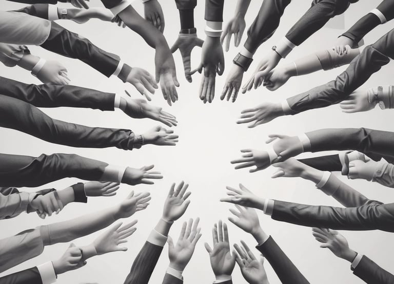 Diverse professionals collaborating in a modern office environment.