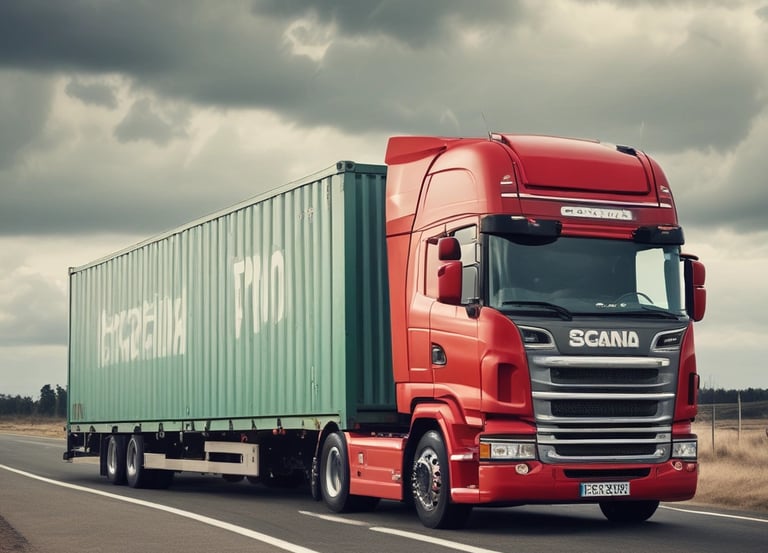 Yellow and white DHL freight containers are lined up on a train track under clear blue skies. Overhead electrical wires stretch across the scene, indicating a railway setting.