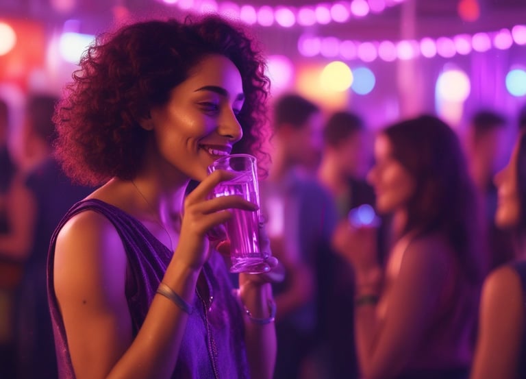 A vibrant nightlife scene with people enjoying entertainment and socializing.