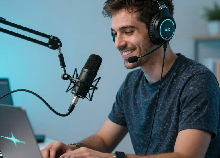 A vibrant collage showing musicians working