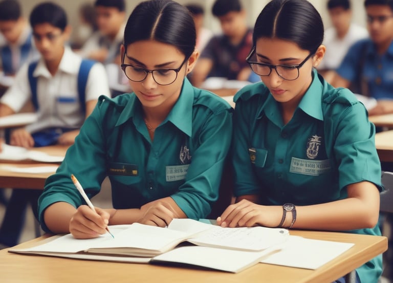 A student happily using Gyanam Academy on a smartphone and laptop, glowing screens illuminating their focused face.