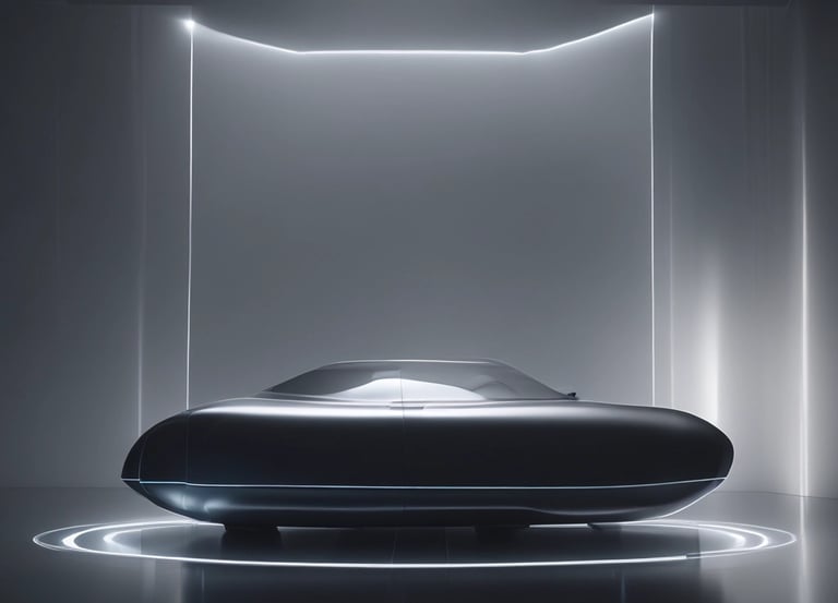 A sleek futuristic device glowing softly against a dark background.