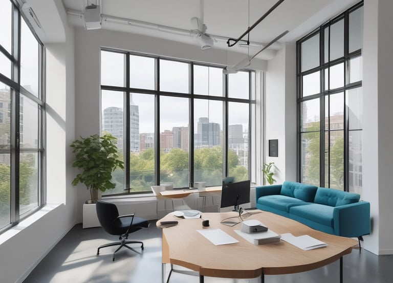 A modern real estate office with a welcoming atmosphere.