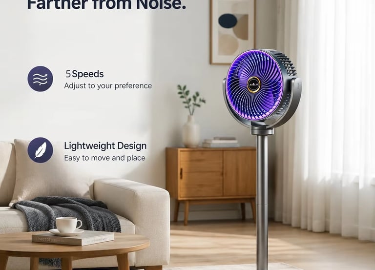3-in-1 modern air circulator fan with five speeds and adjustable stand