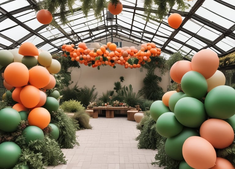 globos juegan con las proporciones diseñando un arco