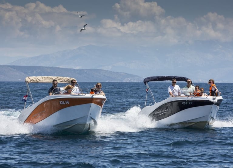 two people on a boat in the ocean