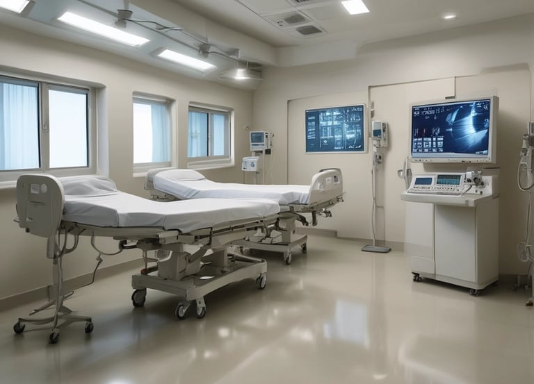 A caring medical professional assisting an international patient in a bright, welcoming clinic.