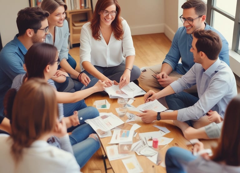 A warm, welcoming therapy room with comfortable chairs and soft lighting.