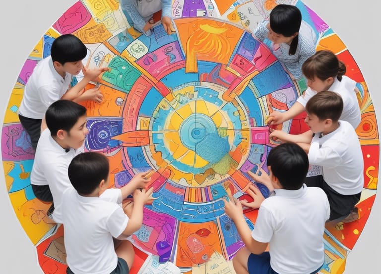 Group of students eagerly participating in a technology project outdoors.