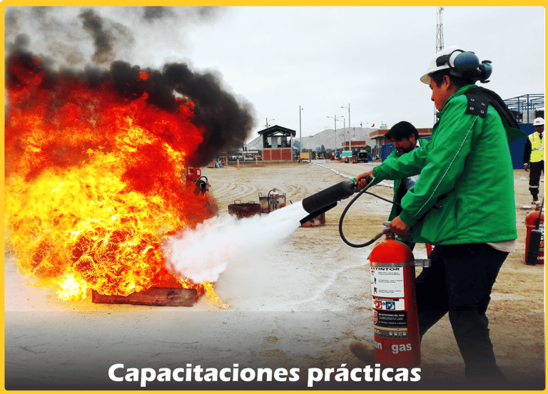 Personal de MD Extintores realizando capacitaciones prácticas de uso de extintores y control de incendios para empresas.