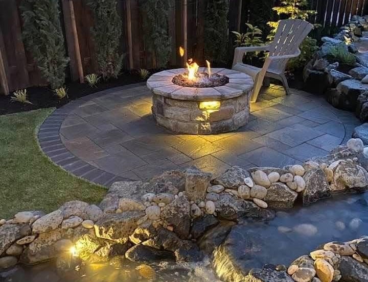Fire pit and patio accent lighting.