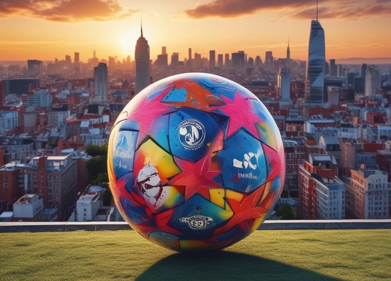 A dynamic photo of a football influencer engaging with a youth team on the pitch.