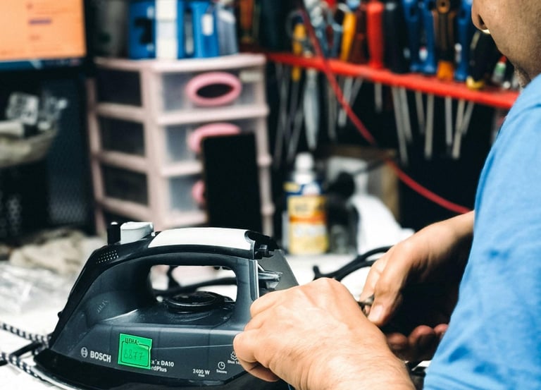 Technicien réparant un petit électroménager