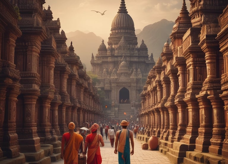 A happy family checking in at an international airport with luggage.