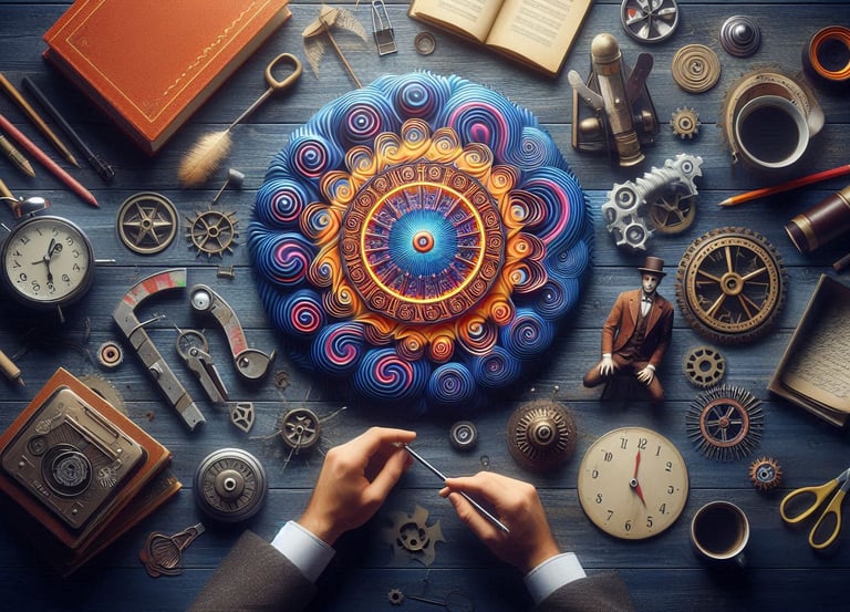 as coaching and hypnosis a person holding a clock and a clock on a table