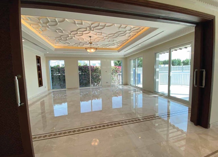 Polished marble floor in Dubai Hills 