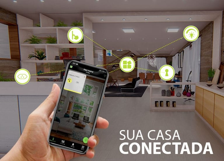 Telefone conectado a aparelhos inteligentes.