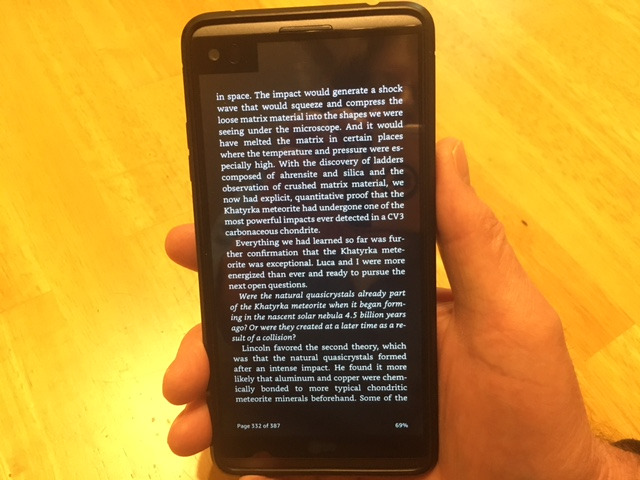 image of a smartphone displaying an e-book