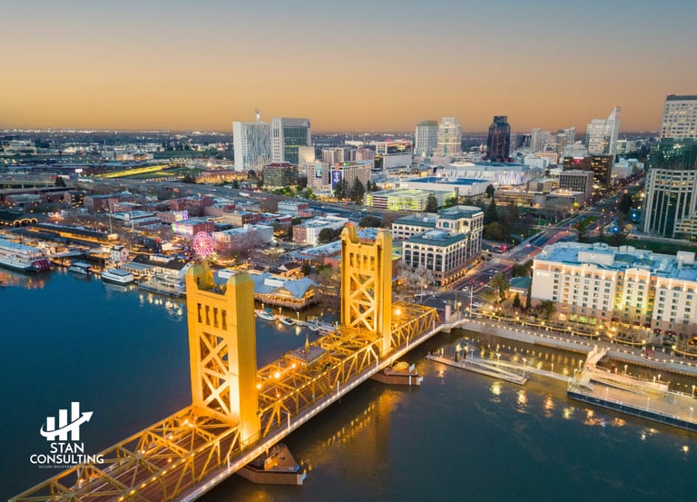 Sacramento Tower Bridge at sunset — Stan Consulting, Roseville CA web design and marketing strategy