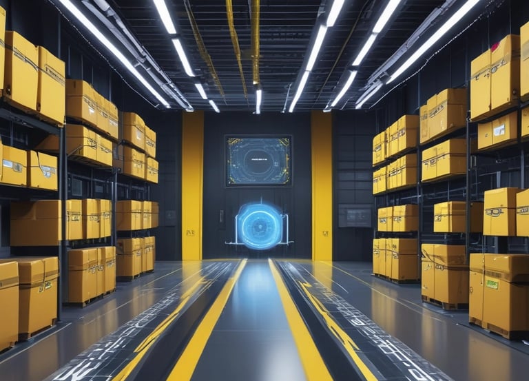 A tall metal lattice tower stretches into the cloudy sky, equipped with several horizontal antennas. The structure is framed against a backdrop of white and gray clouds, with a glimpse of blue sky peeking through.