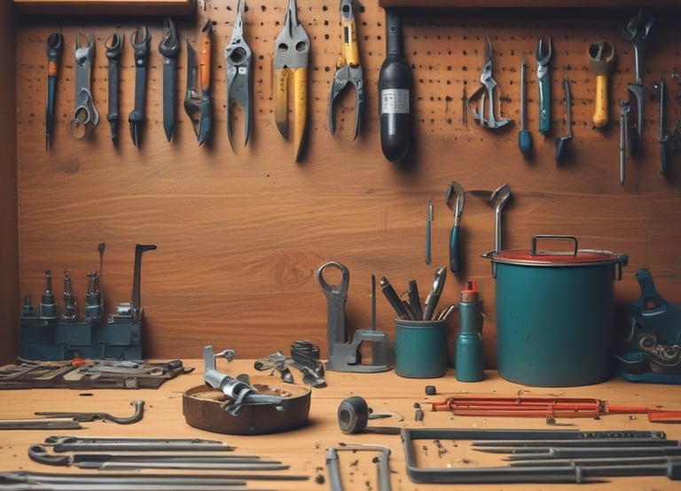 A workshop with various electrical repair tools and equipment.