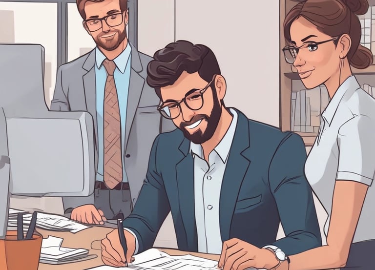 A group of young men and one woman are seated in a sewing workshop, with sewing machines and spools of thread visible. The men are wearing work attire and are seated in front of machines, seemingly involved in textile work. The setting appears to be a vocational or educational environment.