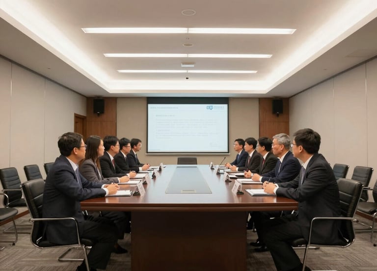 Modern security operations center with wall-mounted surveillance monitors and digital control consoles.