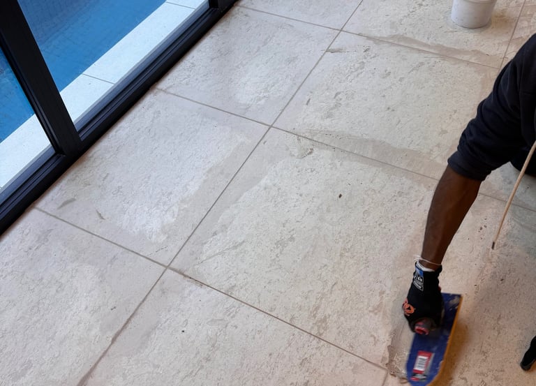 re-grouting travertine tiled floor