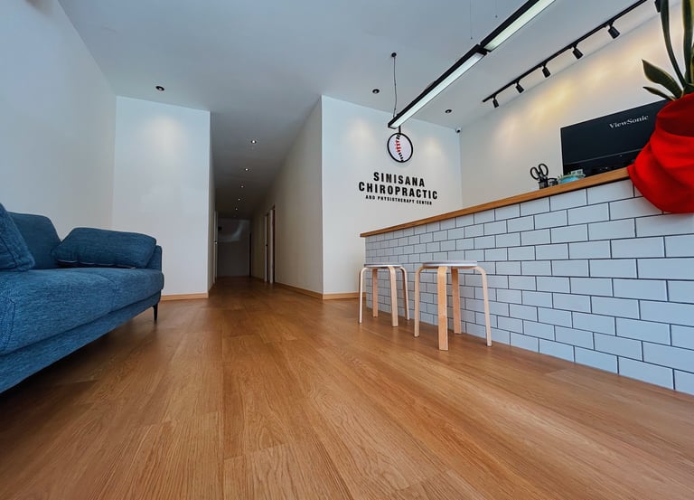 Reception area of Sinisana Chiropractic and Physiotherapy Center in Cheras, Selangor.