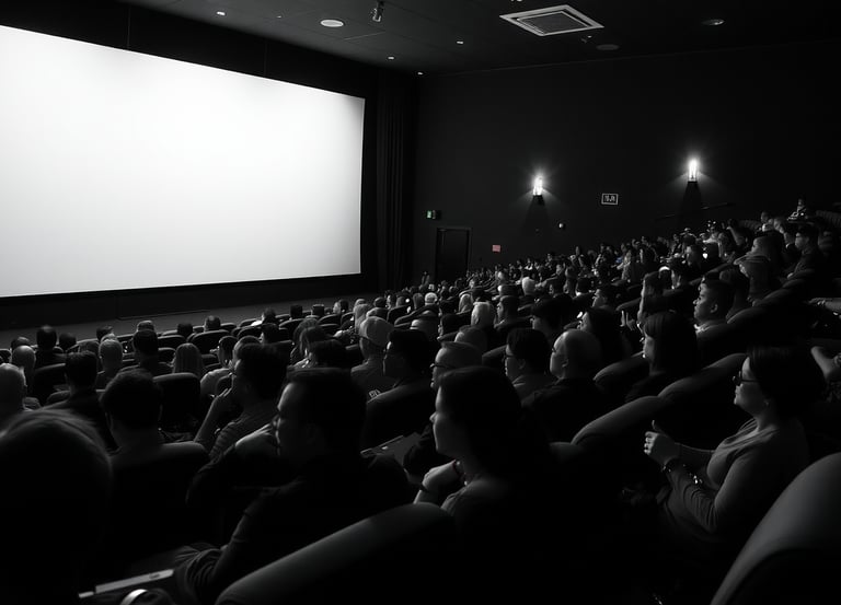 a large screen tv screen in a darkened room