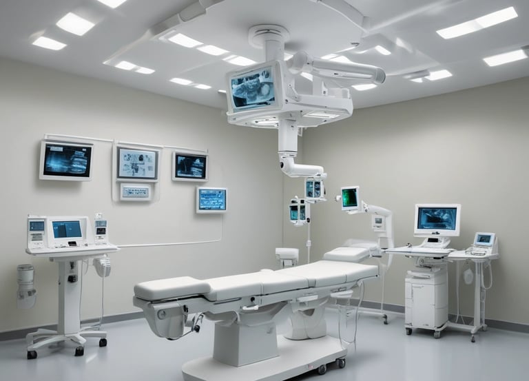 A group of dedicated nurses and doctors collaborating in a high-tech rural hospital ward.