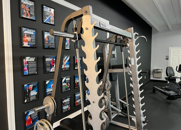 weight bench inside of personal training gym