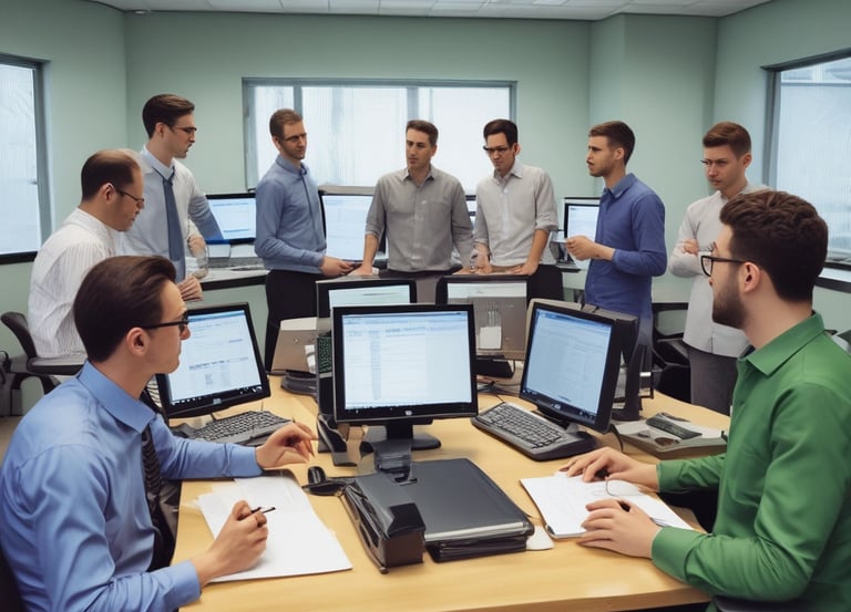 A professional training session on Excel with employees engaged.