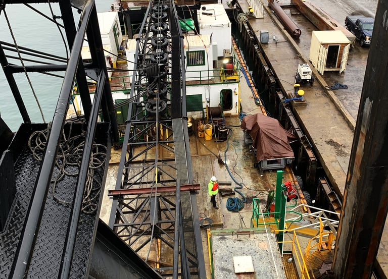 crane barge line boring welding