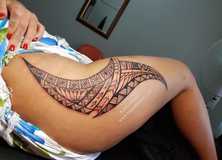 Polynesian tattoo for women, hip tattoo Brisbane, Perth Australia