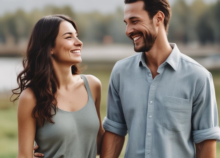 A couple sharing an intimate conversation in a cozy setting.