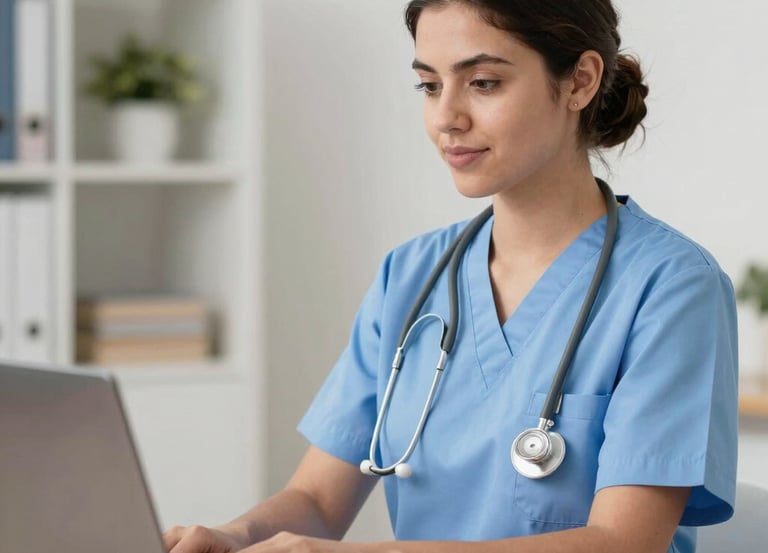 A warm scene of a caregiver gently assisting an elderly person with walking in a sunlit living room.