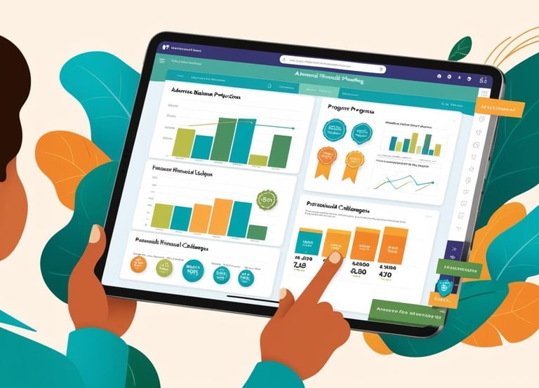 Destaques da solução como uso pelo WhatsApp, conquistas e engajamento e projeções de saldo