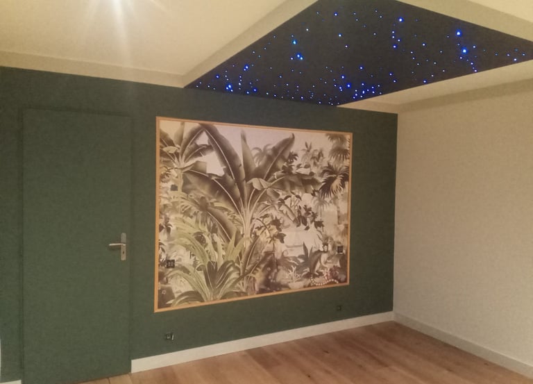 Décoration murale, élément de forêt tropicale, réalisée par Entreprise Couleurs Bassin