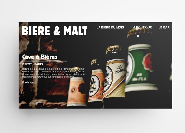 Logo Bière & Malt sur simulation de site web 