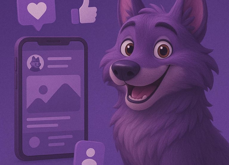 Mascotte Alpha Digital – Illustration du service de gestion des réseaux sociaux