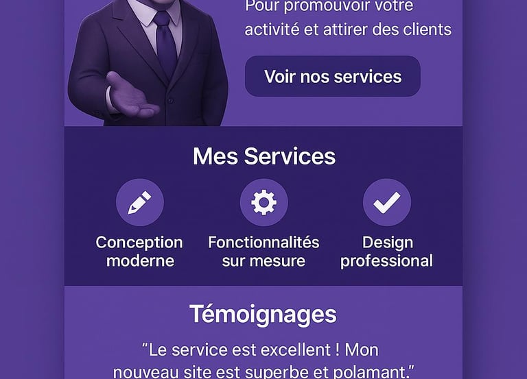 Maquette de site internet professionnel réalisée par Alpha Digital