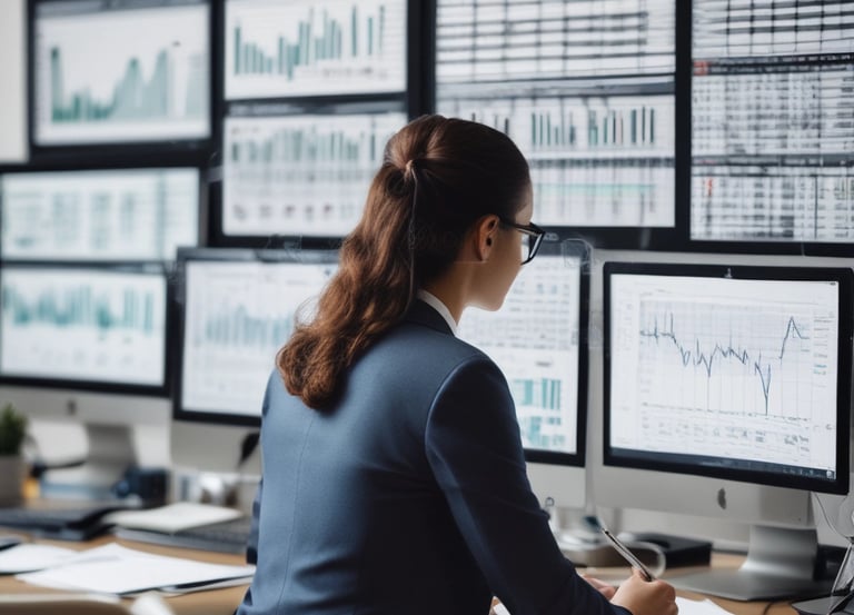 Two people engaged in a workflow process in what appears to be a well-organized storage area. One person is using a tablet device, possibly for inventory management, while holding a small item. The background consists of a series of labeled drawers or cabinets, suggesting an organized system for item storage.